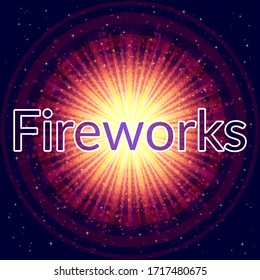 Holiday Background with Bright Firework on Black, Color Element for Web Design. Eps10, Contains Transparencies. Vector