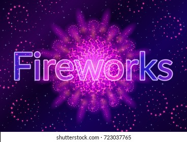 Holiday Background with Bright Lilac Firework on Black, Color Element for Web Design. Eps10, Contains Transparencies. Vector