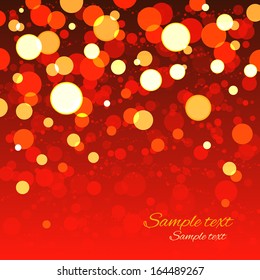 Holiday background with bright shiny lights.Red, gold color - vector