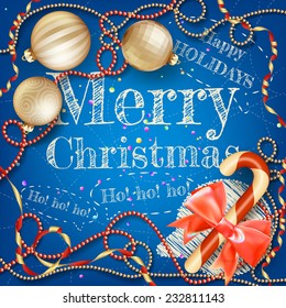 Holiday background candy and New Year's balls. EPS 10 vector file included