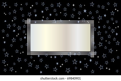 Holiday background with card and stars. vector.