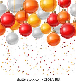 Holiday background card template with christmas balls.