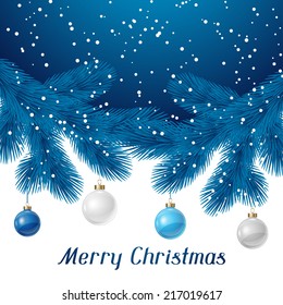 Holiday background card template with christmas balls.