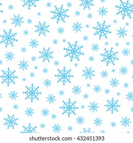 Holiday background, Christmas background, snowflake pattern, snowflake decorations, Christmas Decoration, seamless winter background. Vector illustration.