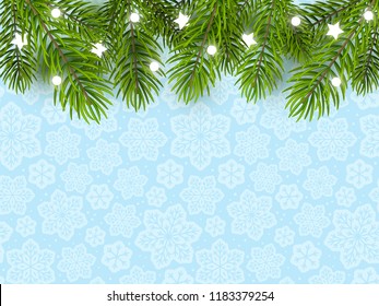 Holiday background with Christmas tree border