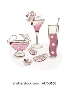 holiday background with cocktail glasses