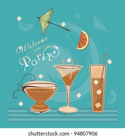 holiday background with cocktail glasses