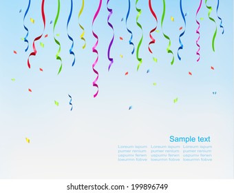 Holiday background with color serpantine and confetti. Vector