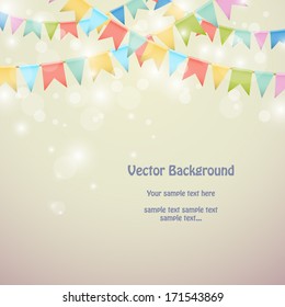 Holiday background with colored bunting flags. Vector illustration