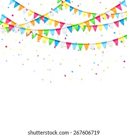 Flags Ribbons Confetti Vector Birthday Card Stock Vector (Royalty Free ...