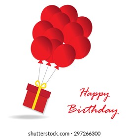 Holiday background with colorful balloons and gift boxes. Vector