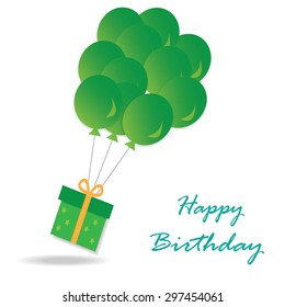 Holiday background with colorful balloons and gift boxes. Vector