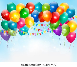 Holiday background with colorful balloons. Vector.