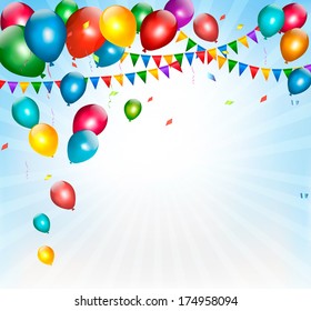 Holiday background with colorful balloons. Vector. 