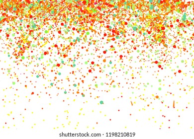 Holiday background with confetti. Intricate pattern with random geometric elements on white. Texture from glitters. Festive backdrop. Print for banners, posters, t-shirts and textiles. Greeting cards