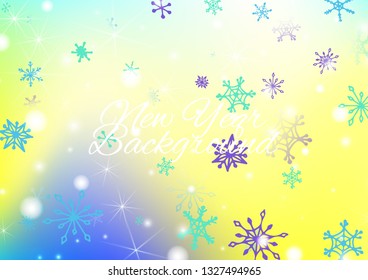 Holiday Background with Cute Snowflakes and Shiny Lights. Festive Background for Christmas Decoration, Wrapping, Fabric. Vertical A4 Vector Background.