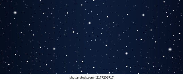 Holiday background design, winter banner with twinkling stars, snow pattern on blue backdrop. Premium vector template for Christmas invite, voucher, prestigious gift certificate