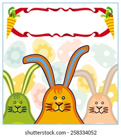 Holiday background with Easter bunnies and free space for greetings