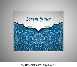 Holiday background envelope cover. mandala, abstract Oriental motif for wedding, party, congratulations, sorry. Hand-painted textures . Decorative elements for design print. Vector. EPS 10