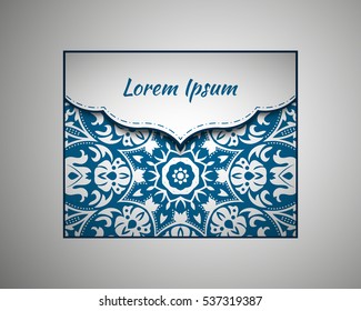 Holiday background envelope cover. mandala, abstract Oriental motif for wedding, party, congratulations, sorry. Hand-painted textures . Decorative elements for design print. Vector. EPS 10