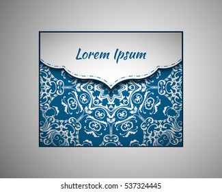 Holiday background envelope cover. mandala, abstract Oriental motif for wedding, party, congratulations, sorry. Hand-painted textures . Decorative elements for design print. Vector. EPS 10
