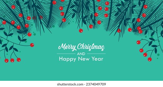 Holiday Background with Evergreen Branches