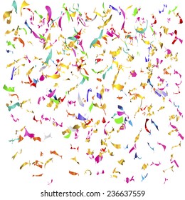 holiday background with falling bright ribbons