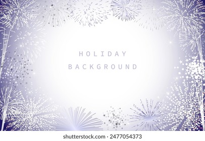 Holiday background, festive frame. Greeting card template with copy space. Shiny fireworks with clipping mask backdrop. Blogging stories empty blank. Editable design. Sample banner. Gift card concept.