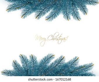 Holiday background with fir tree branch. Vector.