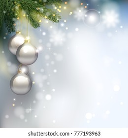 Goodlooking White Christmas Backdrop Two Balls Stock Vector (royalty 