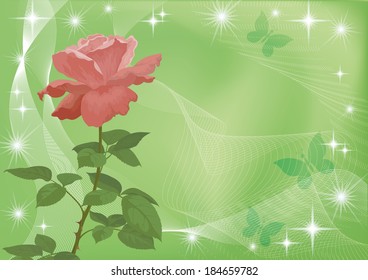 Holiday background with flower rose and abstract pattern. Eps10, contains transparencies. Vector