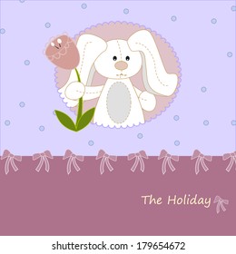 holiday background with flowers Bunny