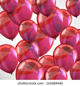 holiday background with flying red balloons 