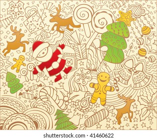 Holiday background with funny Santa