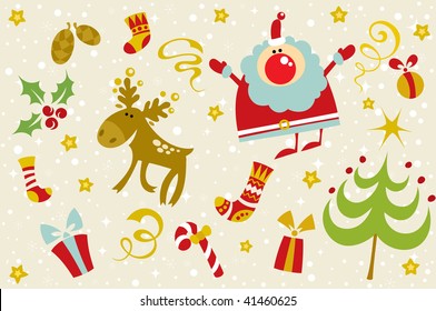 Holiday background with funny Santa