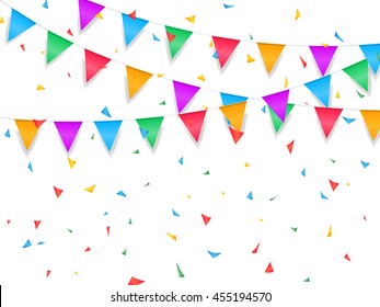 Holiday background with garland and confetti