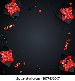 Holiday Background with Gift Box and Glossy Ribbon. Can Be used as poster, card, invitation. Vector Illustration eps10
