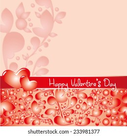 Holiday background with gift pink bow and ribbon. Valentines Day. Vector. Happy Valentine's Day. I love you