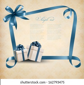 Holiday background with gift ribbon with gift box Vector 