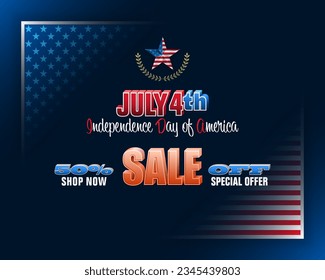 Antecedentes de vacaciones con escritura a mano y textos en 3d y colores de bandera nacional para el 4 de julio, Día de la Independencia Americana, ventas, eventos comerciales; Ilustración del vector