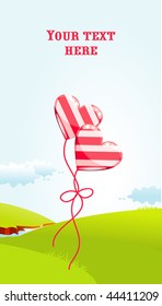 Holiday background with heart balloons