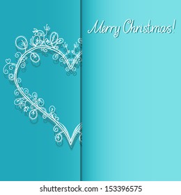 Holiday background with heart and the text Merry Christmas - vector