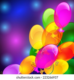 Holiday background with inflatable colorful balloons  