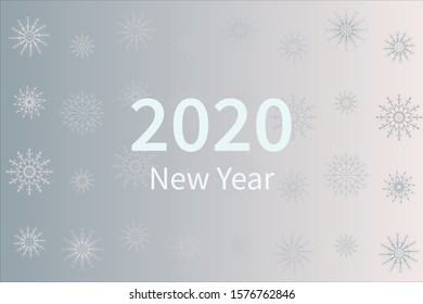 Holiday background with the inscription "2020 New Year" and snowflakes. 
Vector illustration