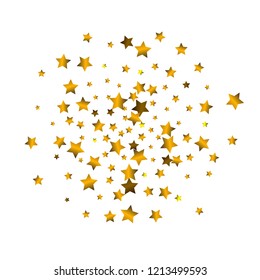 Holiday background with little golden stars isolated on white