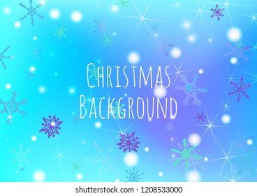 Holiday Background with Lovely Snowflakes and Shiny Lights. Festive Background for Christmas Decoration, Brochure, Card. Vertical A4 Vector Background.