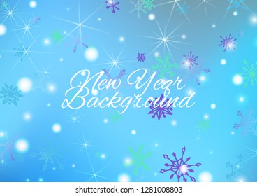 Holiday Background with Lovely Snowflakes and Shiny Lights. Festive Background for Christmas Decoration, Cloth, Dress. Vertical A4 Vector Background.