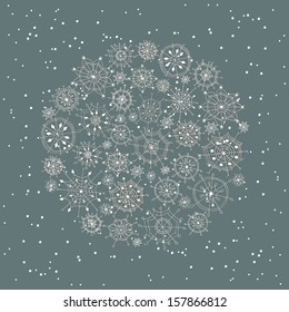 Holiday background made of snowflakes