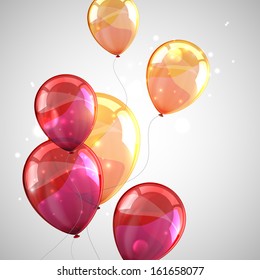 holiday background with multicolored balloons and sparkles