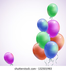 Holiday  background with multicolored flying balloons
